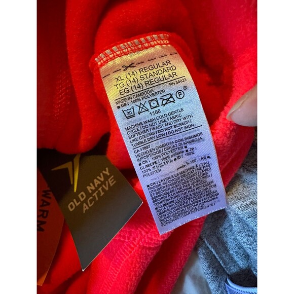 Old Navy Active Fleece Vest Zip on Sweater Red Size 14XL youth Bright Coral - Picture 5 of 5
